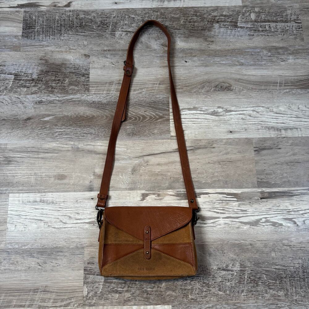 Paul Marius Brown Leather Suede Crossbody Bag Boho Western French Girl Saddle